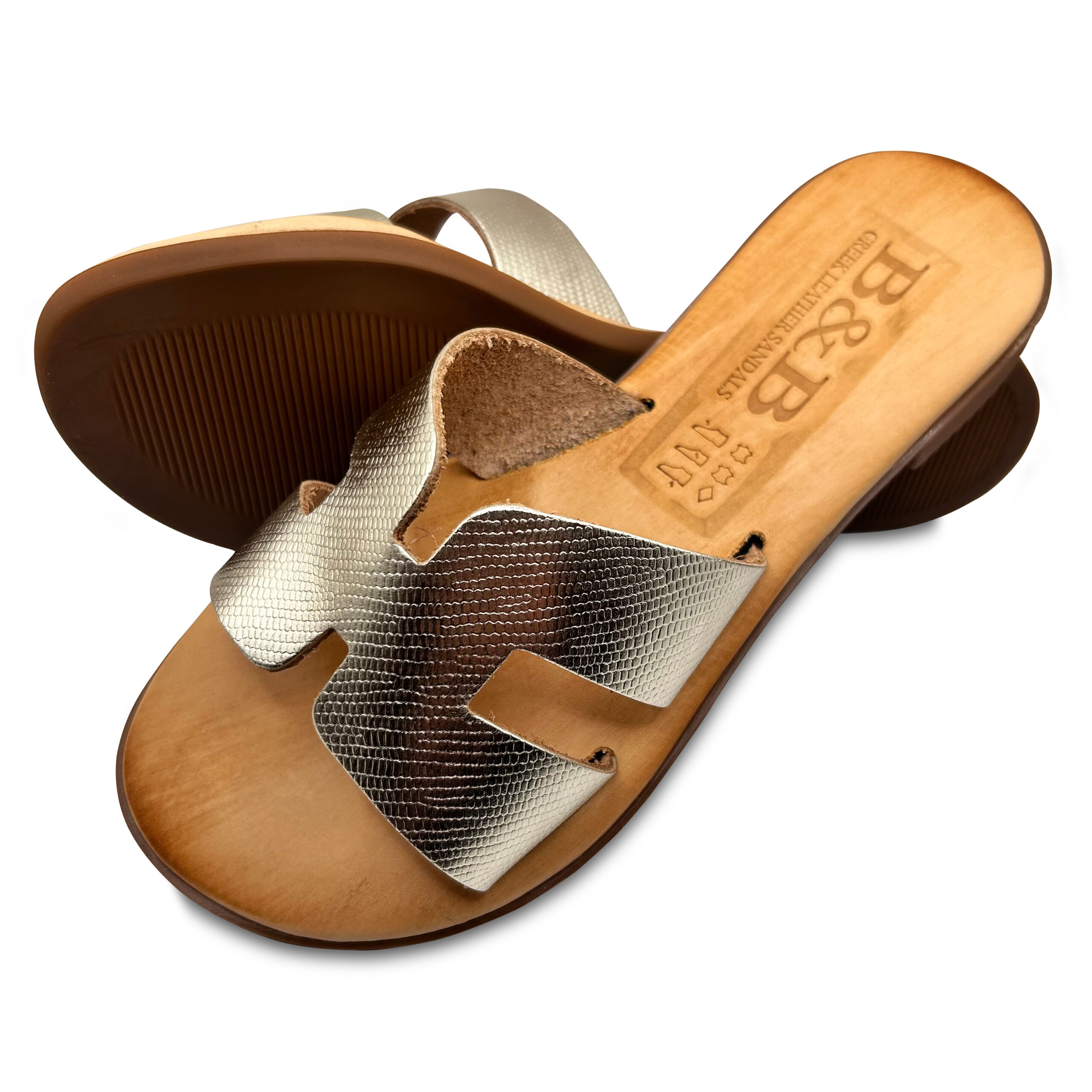 Gold Snake Style Leather Sandal